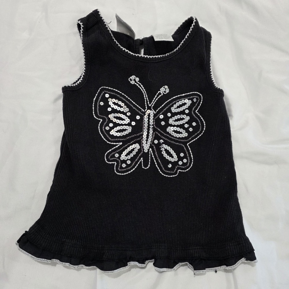 Vintage Y2K Koala Kids Girls Butterfly Tank Top Size 36 Months 3T Sequin Retro